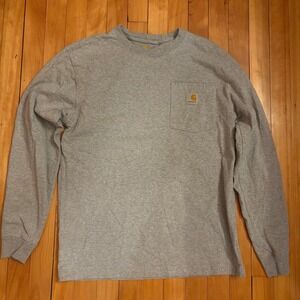 Carhartt Men's Long Sleeve Pocket T Shirt Gray Original Fit Size S